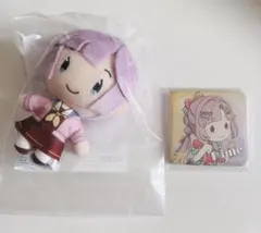 蓮ノ空 セガラッキーくじ 安養寺姫芽 D賞 ぬいぐるみ F賞 スクエア缶バッジ