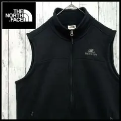 ノースフェイス★フリースベスト L 企業ロゴ 刺繍ロゴ ヴィンテージ 黒