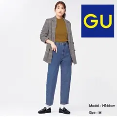 GU ハイウエストマムジーンズ ブルー XLサイズのサムネイル