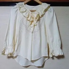 美品✨️ ピンクハウス ブラウス フリル襟 小花レース 刺繍 M 日本製