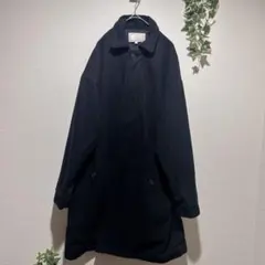 【レボ】メンズ　ウール混 オーバーサイズ チェスターコート 黒 サイズ1