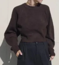 しまむら hideka バナナスリーブニット 濃茶 LL