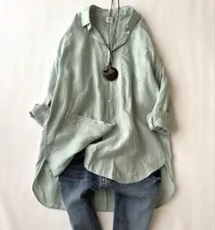 美品♡アーバンリサーチドアーズ リネン オーバーシャツ グリーン M〜Lサイズ