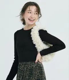 coca クロップドニットトップス　黒　XL