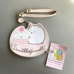 すみっコぐらし　ダイカットパスポーチ　パスケース　しろくま　リール付き