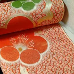 花柄オレンジ織物生地