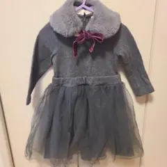 アプレレクール ワンピース 女の子 90cm グレー チュール ファー