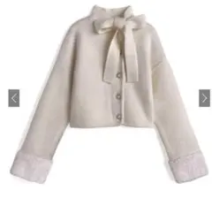 リボンパールボタンファーニットカーディガン[lt150] GRL