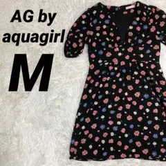 AG by aquagirl エージーバイアクアガール 花柄 ワンピース M 黒のサムネイル