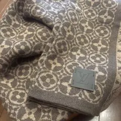 Louis Vuitton カシミヤ、モノグラムマフラー ベージュ/ブラウン