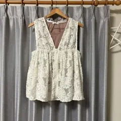 レース ノースリーブ 。ピンクインナー付き 甘可愛い❣️
