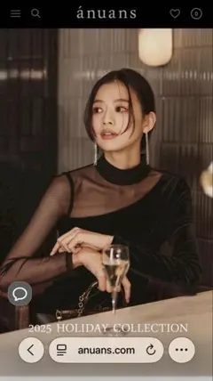 2025AW anuans シアーコンビタイトワンピース アニュアンス Mサイズ