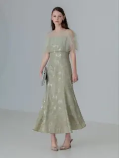 チュールフリルボレロペイントマーメイドワンピースドレス結婚式二次会成人式