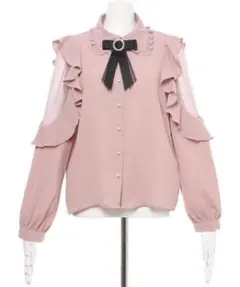 INGNI ブローチ付フリル袖シアーブラウス