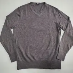 ユニクロ エクストラファインメリノVネックセーター グレー Lサイズ460935