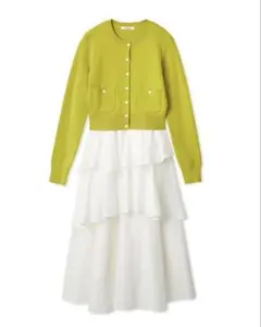 SNIDEL Sustainableニットカーデ×ティアードスカートセット
