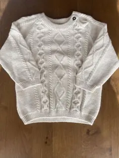 H&M アイボリー ケーブル編みニット 80cm