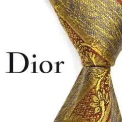 ◆美品◆Christian Dior ネクタイ 黄色 ストライプ柄 高級感のサムネイル