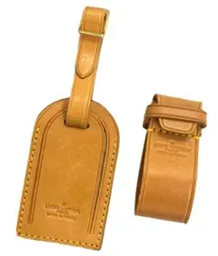 路易威登 姓名牌 手柄 米色 皮革 中古品 (32105)