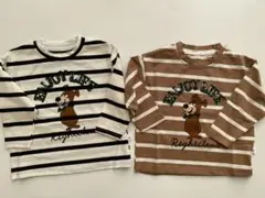 ストライプ長袖Tシャツ 80cm【トップス＊ブラウン】 男の子 女の子 子ども服