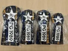 新品未使用 4個セット ゴルフヘッドカバー 1/3/5/UT 黒地黄青白茶文字