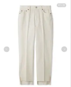 ミラオーウェン　裾段差脇スリットデニムパンツ　切りっぱなしデニム　アイボリー