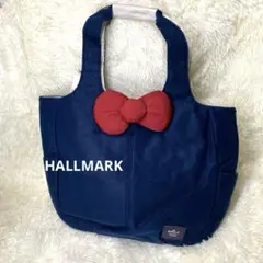 新品タグ付 HALLMARK トートバッグ ネイビー×赤リボン