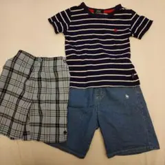 【匿名配送】POLO ストライプ Tシャツ&ズボン２枚まとめ売り　サイズ110