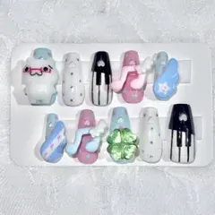 ♡現品♡ハートくり抜きネイルチップ　平成女児　ウィッシュコア　音符　クローバー