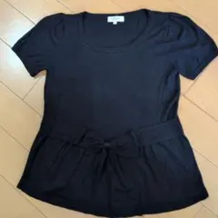 ☆美品☆SOUP 黒リボン付きニットトップス 半袖