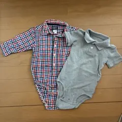 オシュコシュ　柄長袖シャツ/グレー半袖ロンパースセット 80センチのサムネイル
