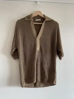 ZARA ザラ 半袖 ニット ポロシャツ ブラウン M