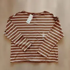 新品、未使用　UNIQLO ブラウン ストライプ 長袖Tシャツ S