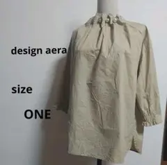 『design aera』ブラウス【M相当】シャツ 七分袖 バックファスナー