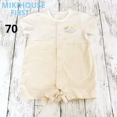 MIKIHOUSE FIRST ベビーロンパース 半袖 70 クリームイエロー