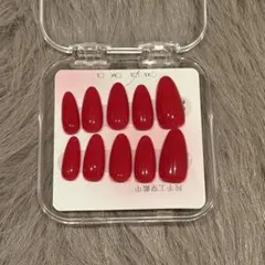 レッド アーモンド型 ネイルチップ 10個セット