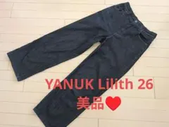 YANUK Lilithヤヌークリリスダークブルーワイドストレートデニム26