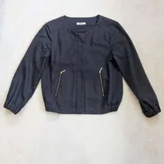 ノーリーズ NOLLEY'S ノーカラージャケットブルゾンジップアップ 濃紺38のサムネイル