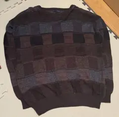 の*の様 チェック柄ニットセーター L