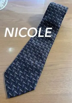 NICOLE ネクタイ ブラック グレー パープル 幾何学模様　⑰