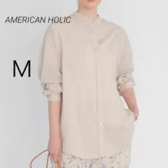 アメリカンホリック ブラウス スタンドカラーバックボタンシアーシャツ ゆったり