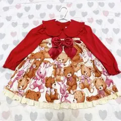 ShirleyTemple シャーリーテンプル80 テディベアワンピース くま柄 ShirleyTemple シャーリーテンプル80 テディベアワンピース くま柄