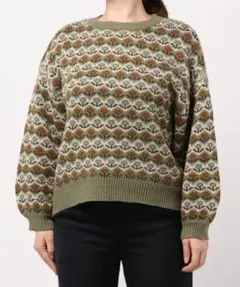 ehka sopo(エヘカソポ) 花柄ジャガードプルオーバー グリーン
