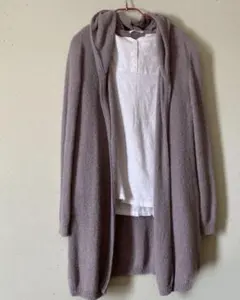 【美品】イッツインターナショナル ロングカーディガン フードカーデ 綿ニット