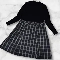 ギャラリービスコンティ　ドッキング　ニットワンピース　黒　日本製　切り替え　L