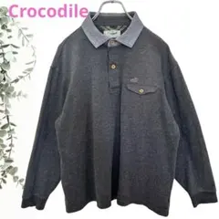 【Crocodile クロコダイル】メンズ 長袖トレーナー (LL)美品 グレー