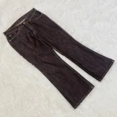 B-Three Jeans Lサイズ相当 ハート刺繍 フレアデニム ブラウンのサムネイル