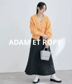 アダムエロペ　キルティングフレアスカート ロング Aライン 36 ブラック