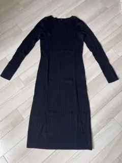 【11/30まで価格】ユニクロリブ編み ブラック ロングワンピース M
