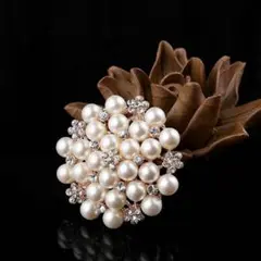 ブローチ　ゴールド　フォーマル　フェイクパール　入学式　卒業式　結婚式　花